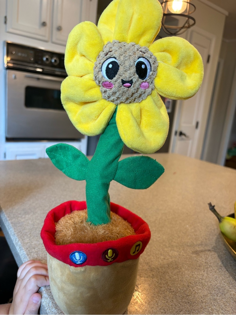 Dancing baby flower toy sings in English and Spanish and repeats you